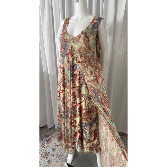 Fairycore Grunge Empire Long Dress Mesh Stretch Paisley 1X Whimsigoth Artsy